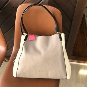 Kate Spade Large Triple Compartment Jackson Shoulder Tote in Grey/White